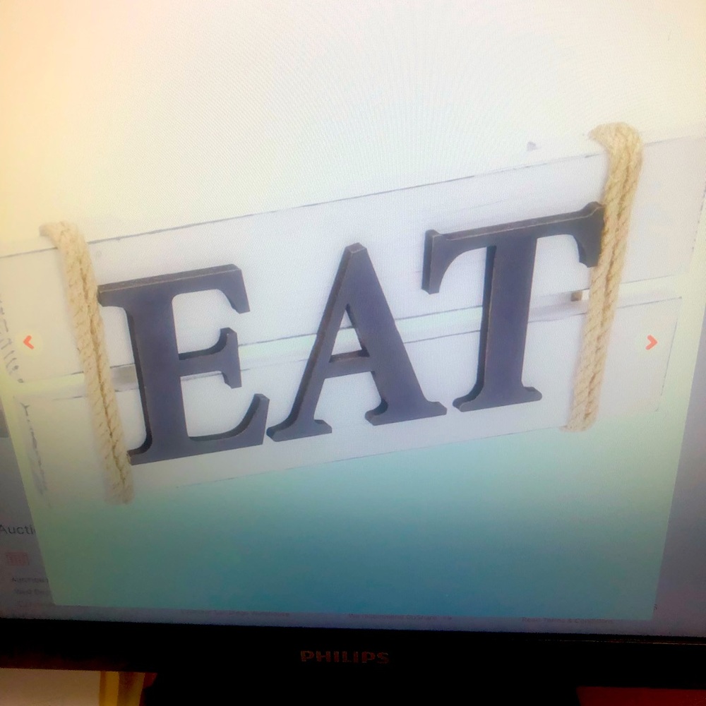 EAT sign wall mount with hardware new in box 5x9”